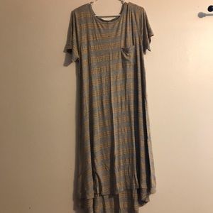 LulaRoe gray with yellow stripes Carly